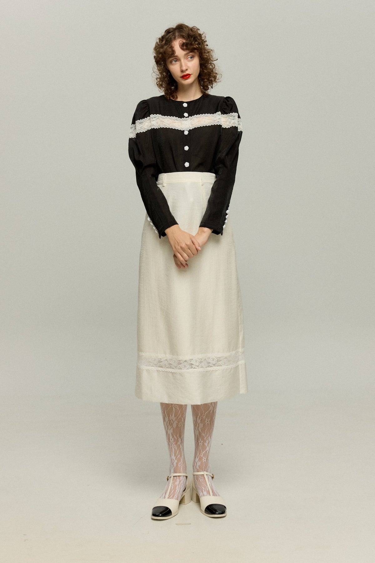 《実はこれ、宝の地図だった》ストレートシルエットハイウエストスカート-Black