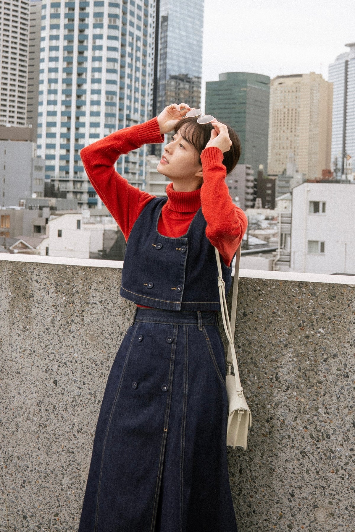 《Maybe It’s a Spaceship》Double-Breasted Denim Vest – Navy