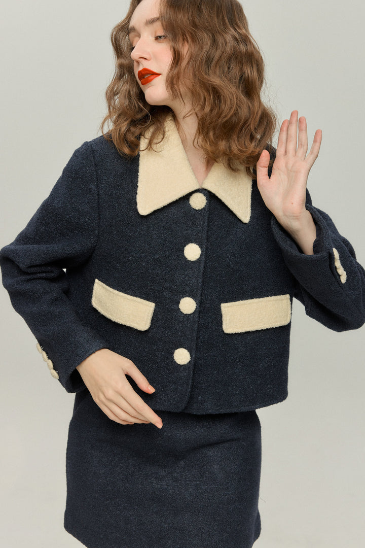 《ネイルサロンを予約しました》ハイウエストAラインスカート-Navy