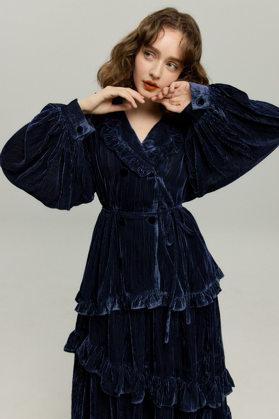 《お城を奪い返しちゃおう》ベルベットサーキュラースカート-Navy