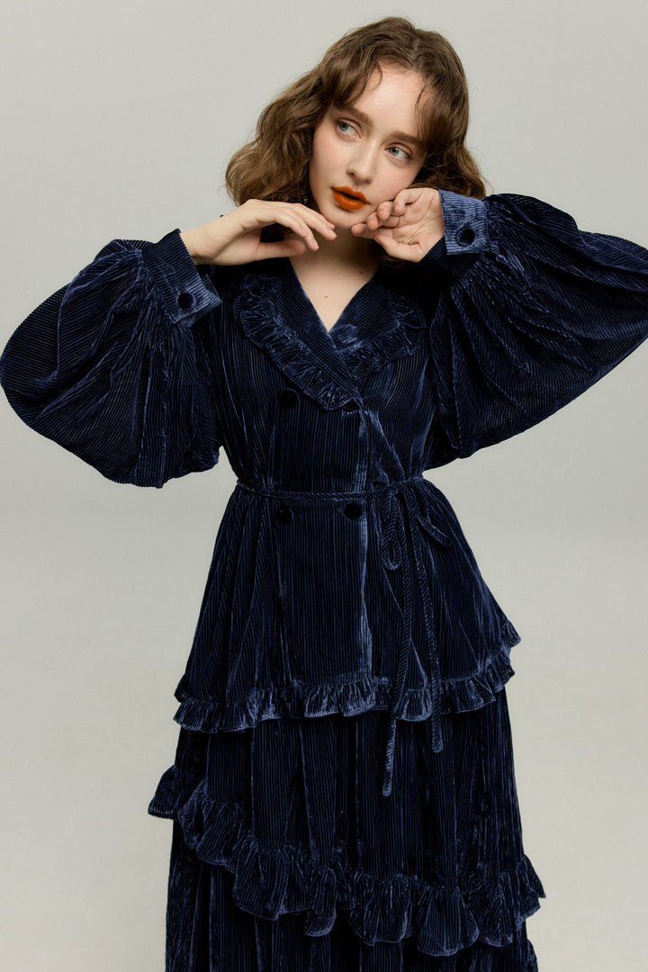 《お城を奪い返しちゃおう》ベルベットサーキュラースカート-Navy