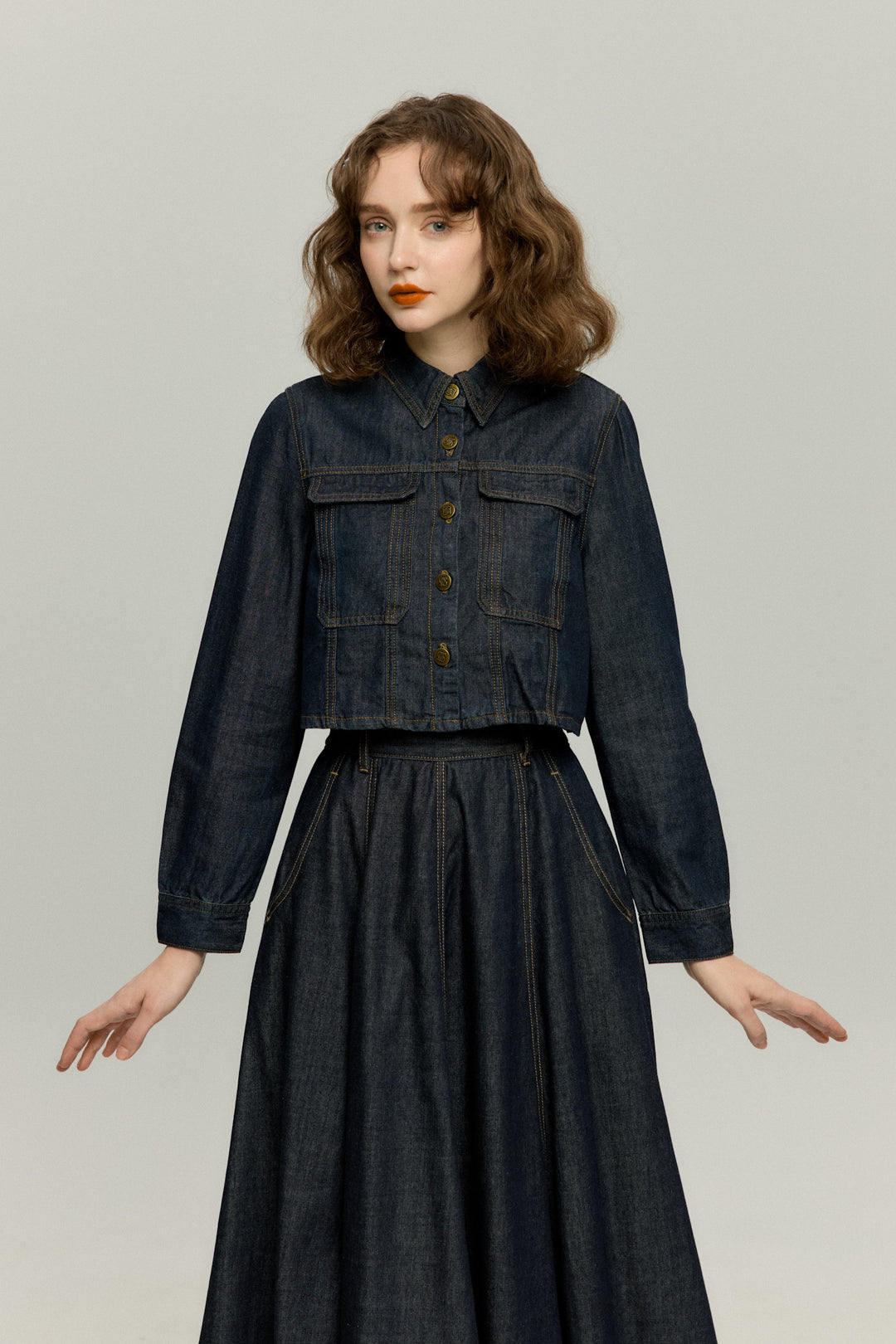 《もうひとつのダイアリー》デニムスカート-Navy