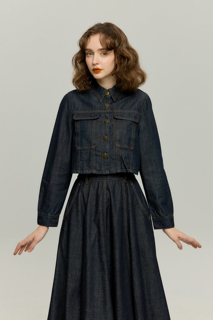 《もうひとつのダイアリー》デニムスカート-Navy