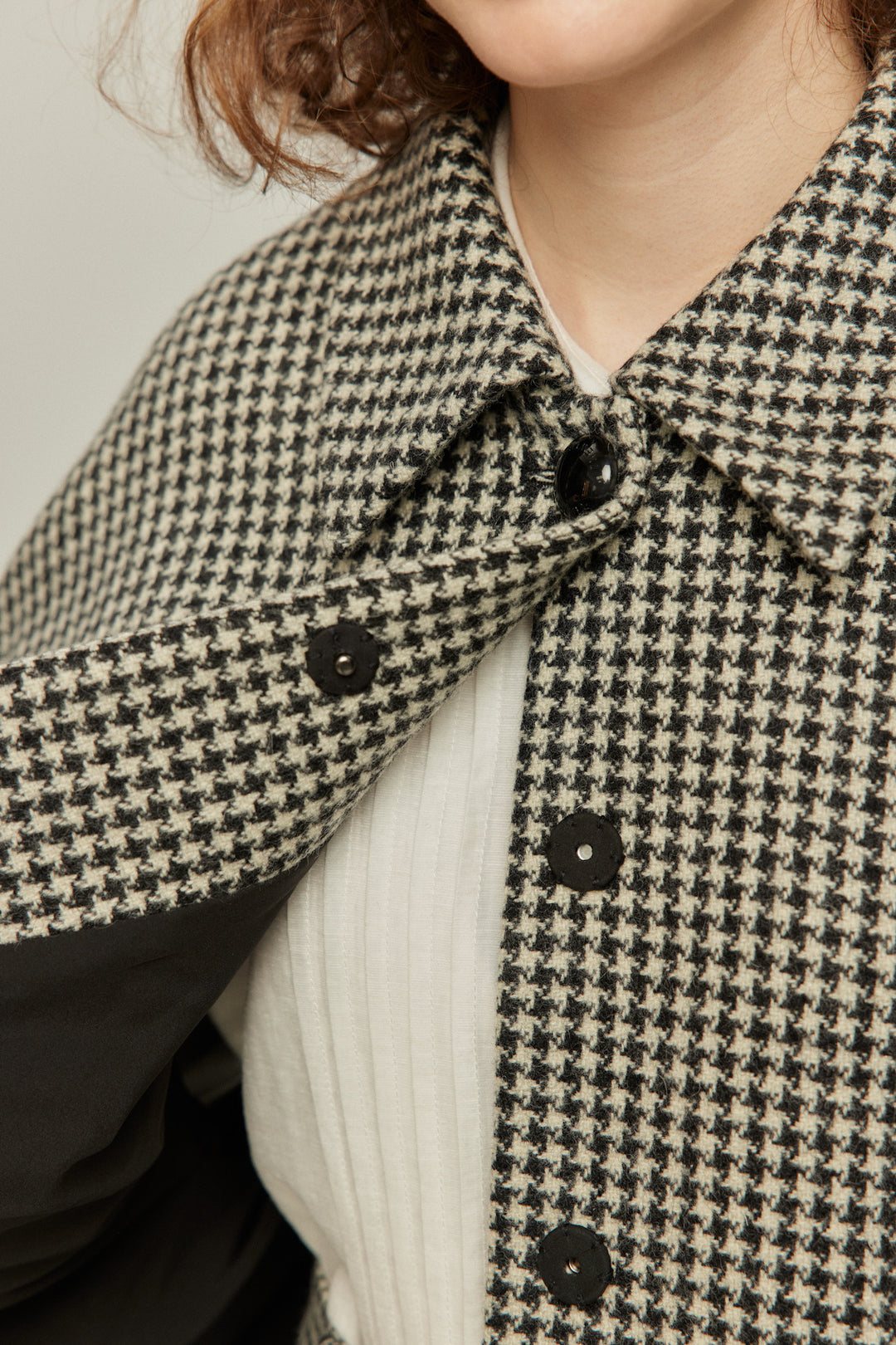 [Broadcasting the British Derby] Mutton sleeve check jacket - Black
