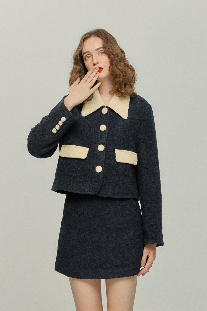 《ネイルサロンを予約しました》ハイウエストAラインスカート-Navy