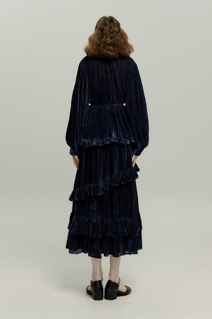 《お城を奪い返しちゃおう》ベルベットサーキュラースカート-Navy