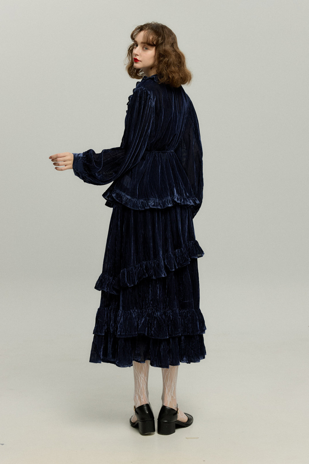 《お城を奪い返しちゃおう》ベルベットサーキュラースカート-Navy