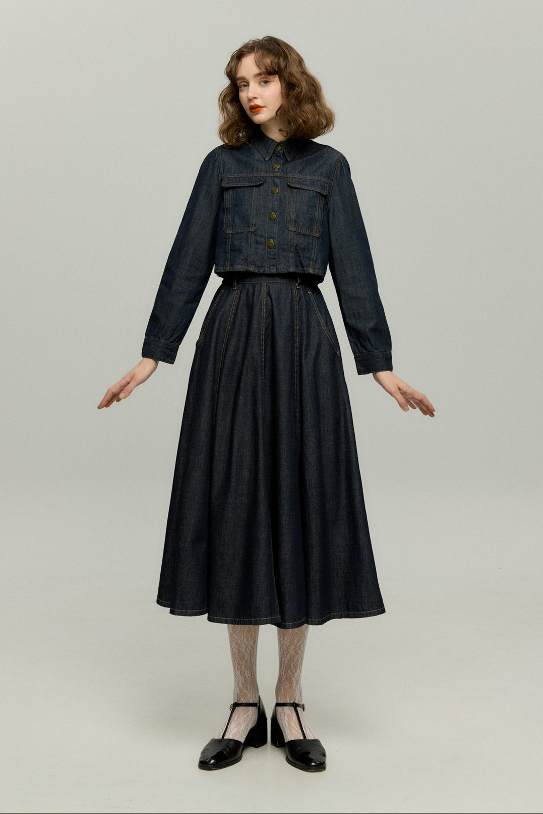 《もうひとつのダイアリー》デニムスカート-Navy