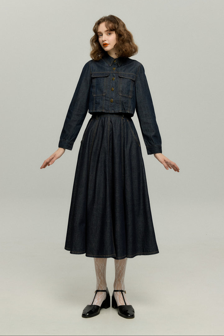《もうひとつのダイアリー》デニムスカート-Navy