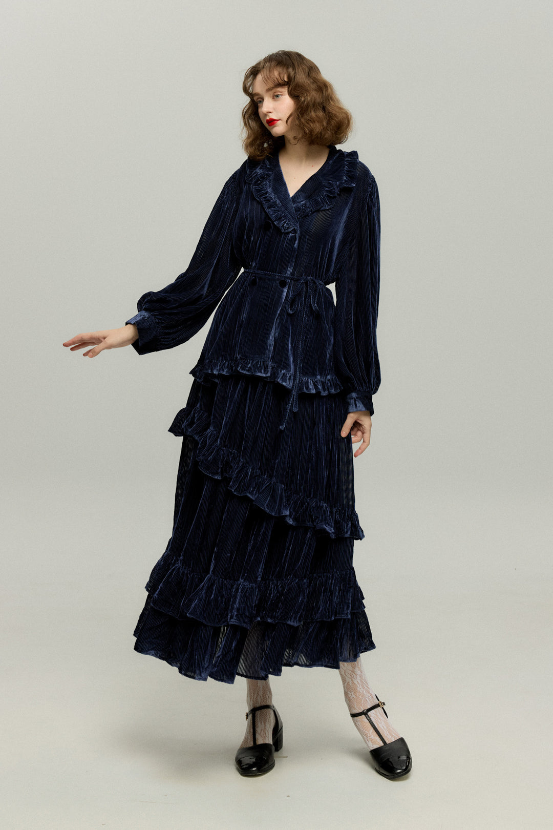 《お城を奪い返しちゃおう》ベルベットサーキュラースカート-Navy