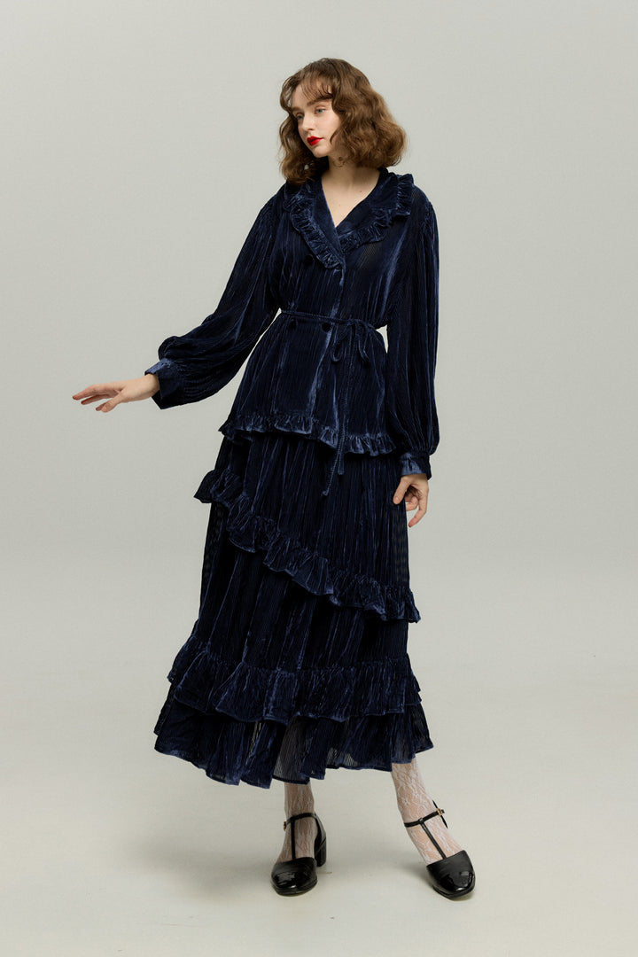 《お城を奪い返しちゃおう》ベルベットサーキュラースカート-Navy
