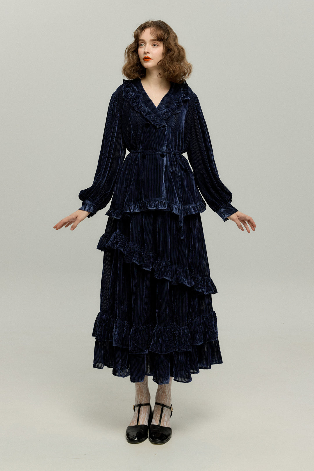 《お城を奪い返しちゃおう》ベルベットサーキュラースカート-Navy