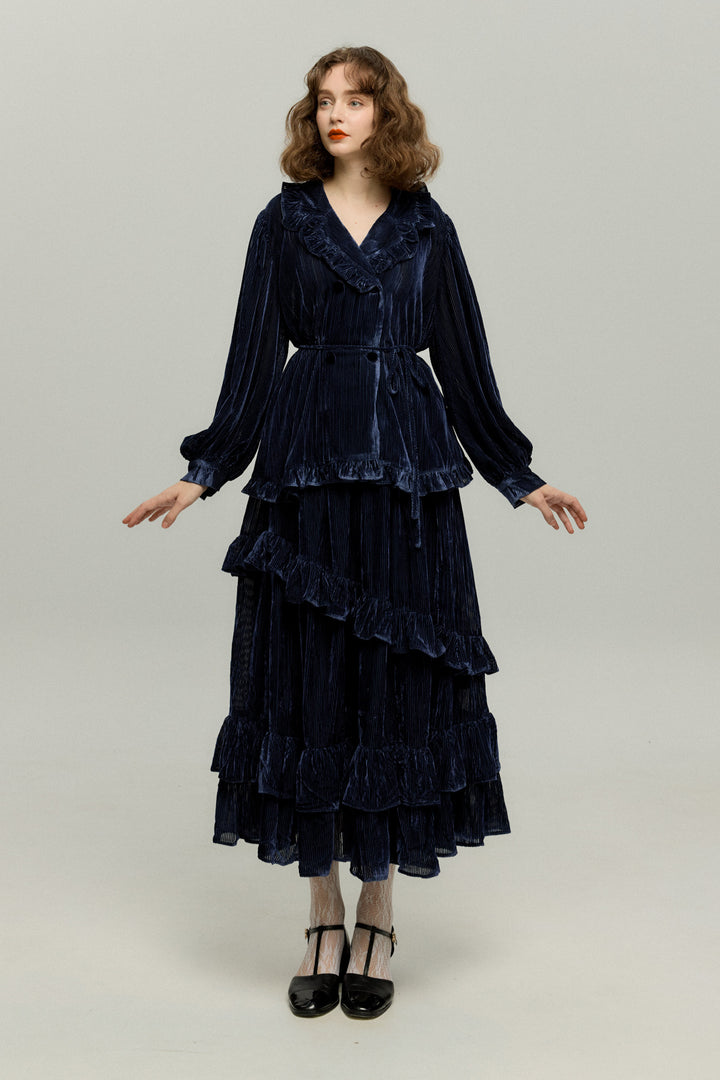 《お城を奪い返しちゃおう》ベルベットサーキュラースカート-Navy