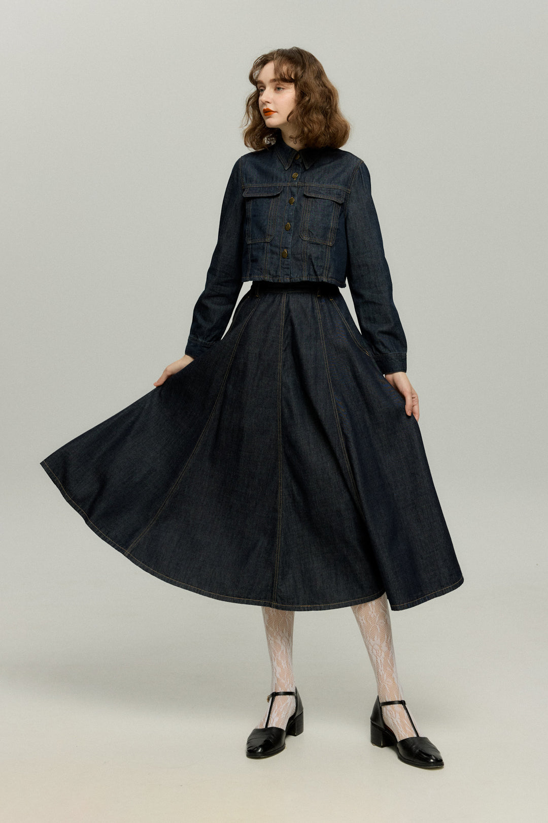《もうひとつのダイアリー》デニムスカート-Navy