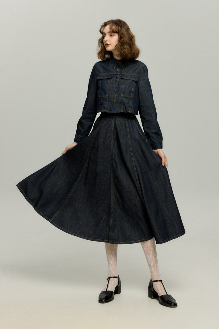 《もうひとつのダイアリー》デニムスカート-Navy