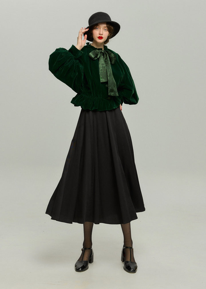 《アルファベット順に並べる》バルーンスリーブリボントップス-Green