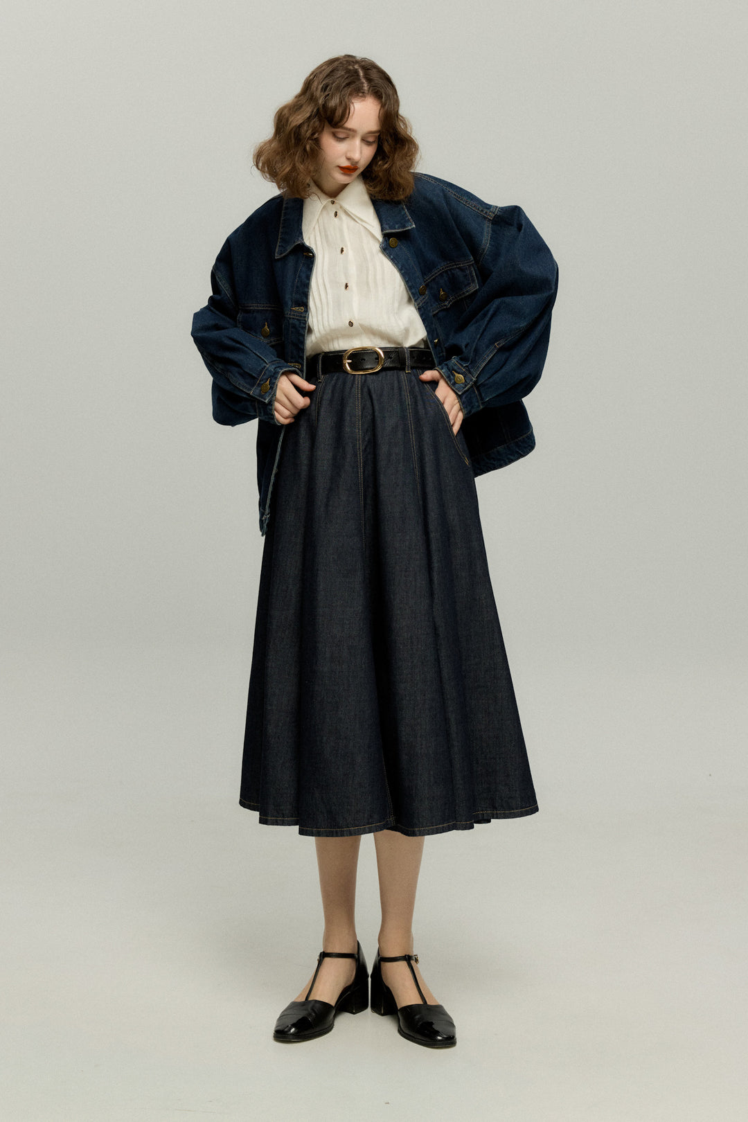 《もうひとつのダイアリー》デニムスカート-Navy