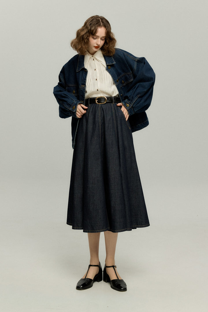 《もうひとつのダイアリー》デニムスカート-Navy