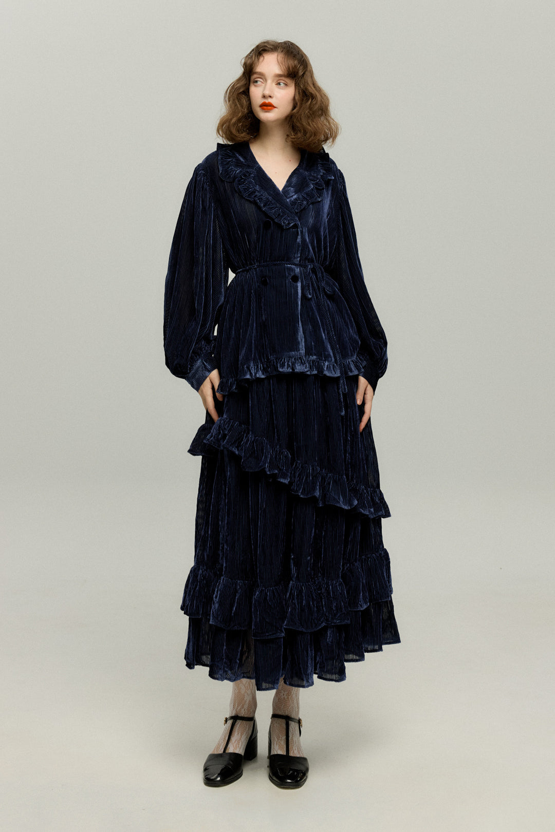 《お城を奪い返しちゃおう》ベルベットサーキュラースカート-Navy