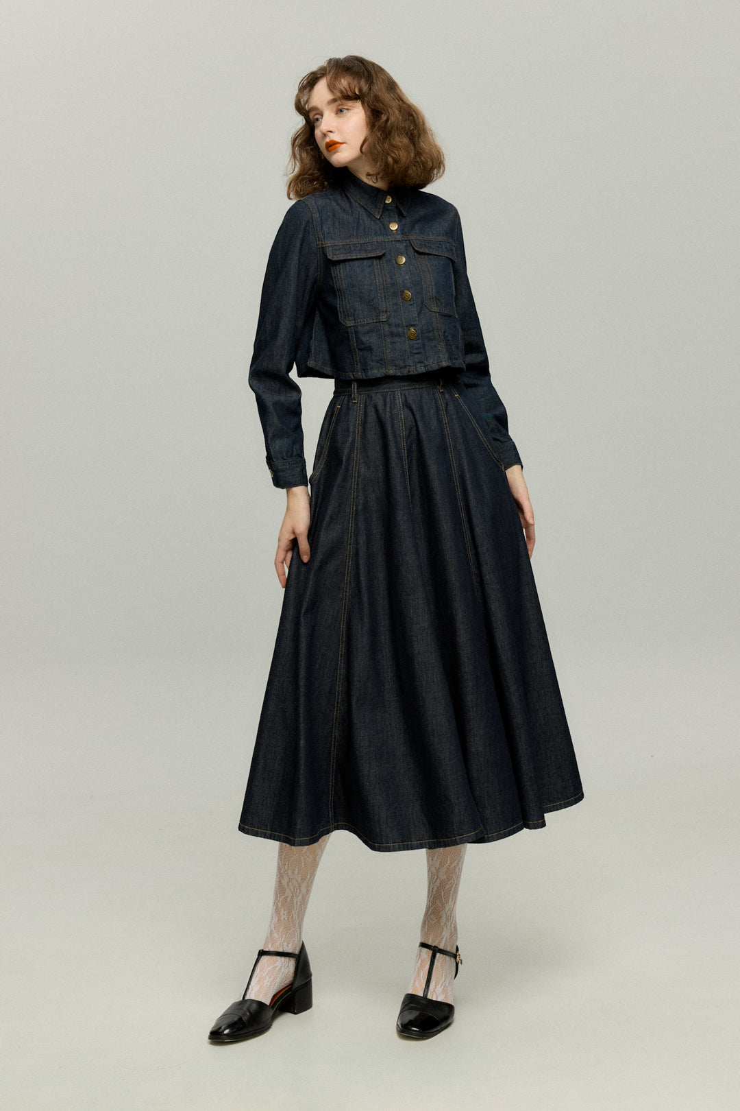 《もうひとつのダイアリー》デニムスカート-Navy