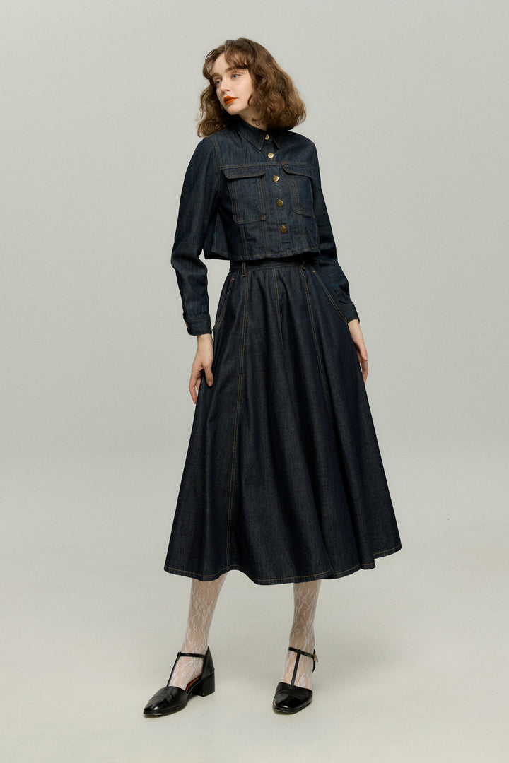 《もうひとつのダイアリー》デニムスカート-Navy