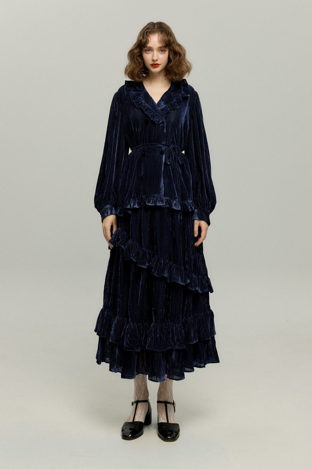 《お城を奪い返しちゃおう》ベルベットサーキュラースカート-Navy