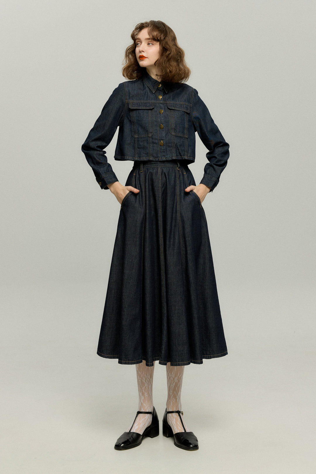 《もうひとつのダイアリー》デニムスカート-Navy