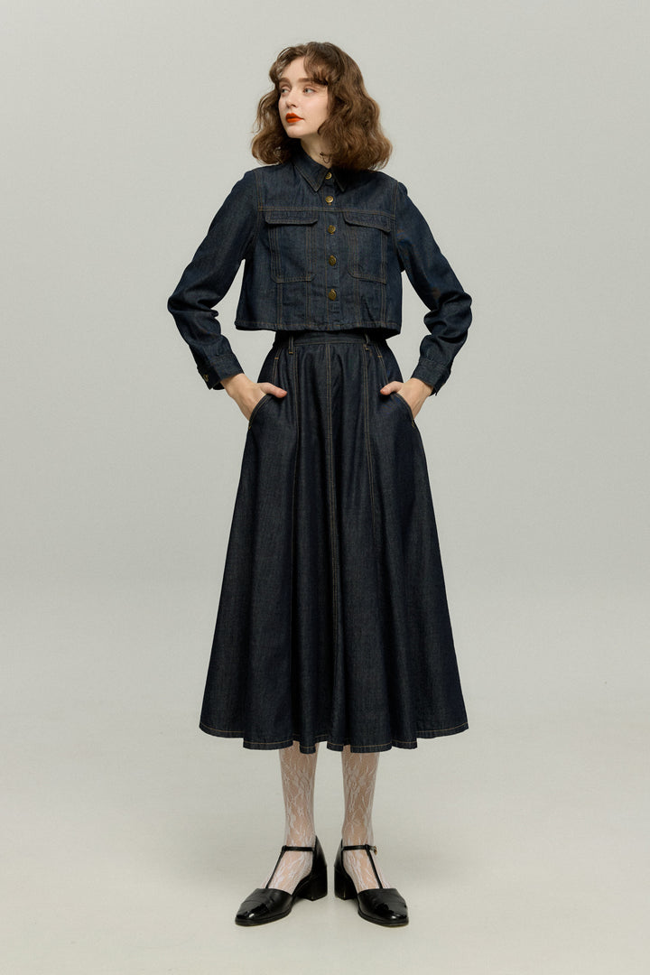 《もうひとつのダイアリー》デニムスカート-Navy