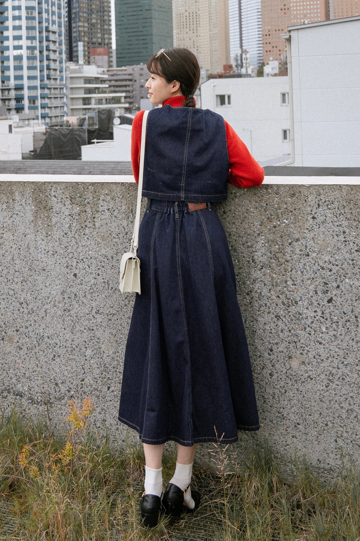 《Maybe It’s a Spaceship》Double-Breasted Denim Vest – Navy