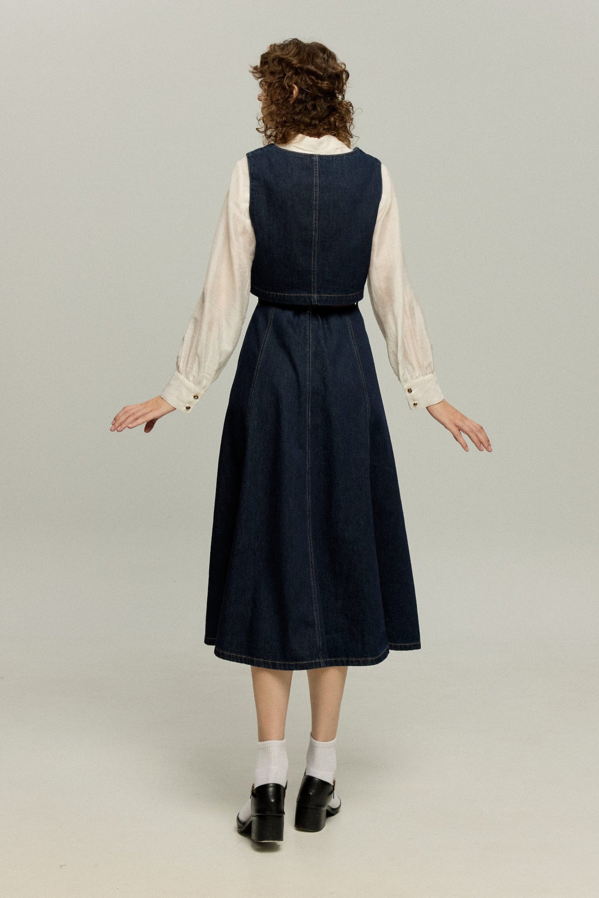 《Maybe It’s a Spaceship》Double-Breasted Denim Vest – Navy