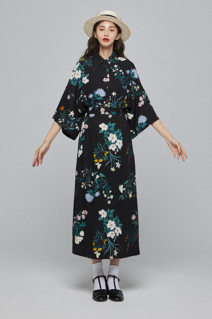 《金魚すくい一回100円》ワイドスリーブシャツ-Back