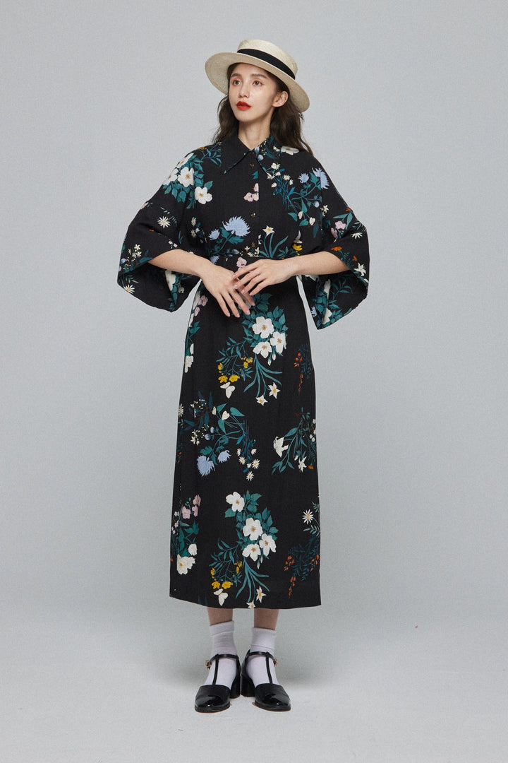 《金魚すくい一回100円》ワイドスリーブシャツ-Back