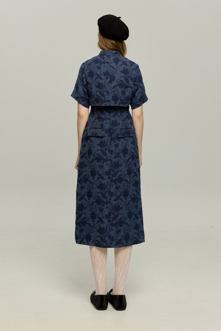 《箸の持ち方》チャイナバックルジャケット-Navy