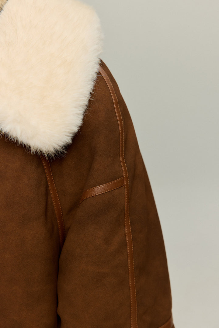 《顔に小麦粉ついてる》リバーシブルムスタンジャケット-Brown