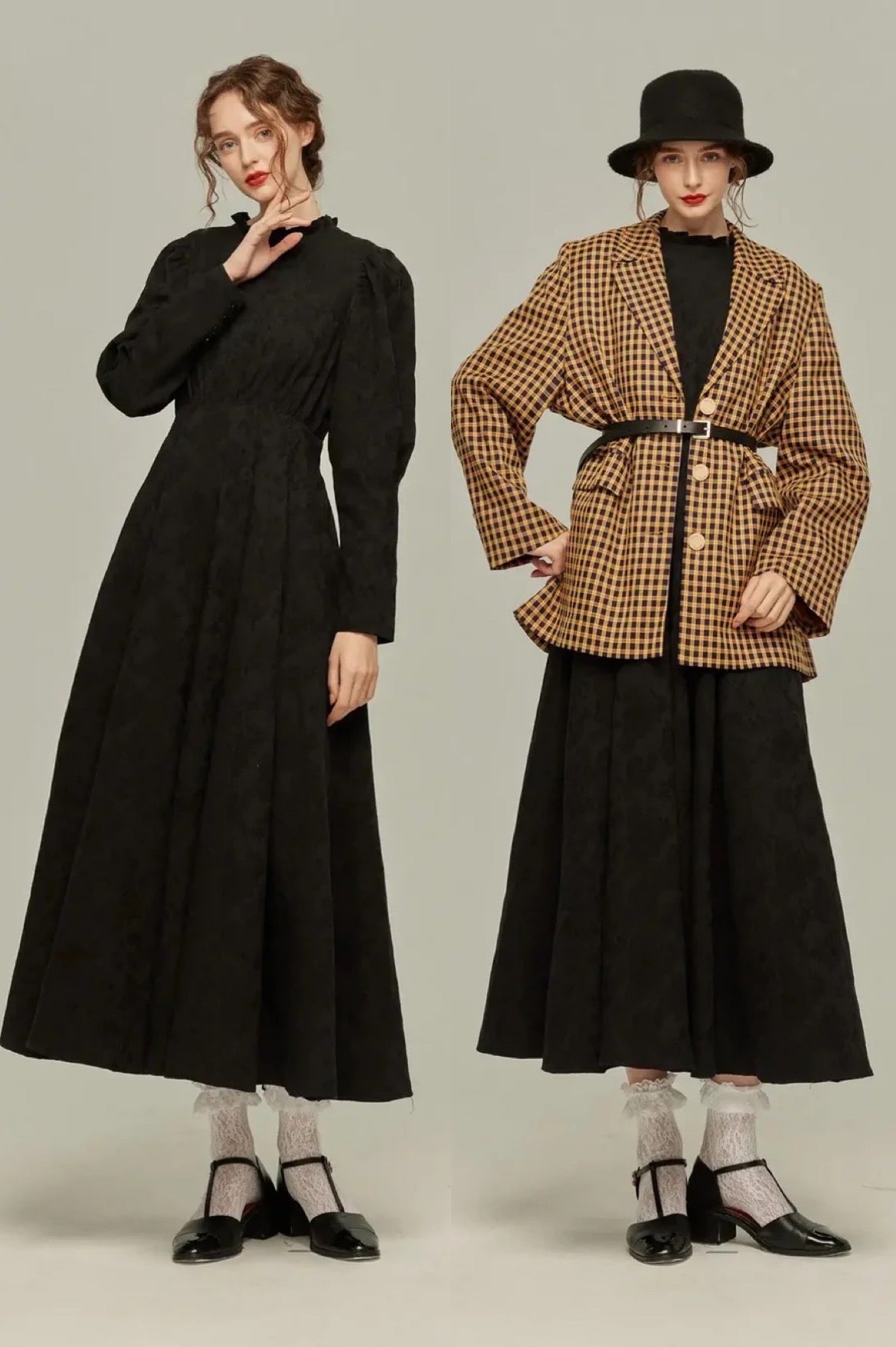 《もしタイムマシンがあったなら》レッグオブマトンスリーブワンピース-Black
