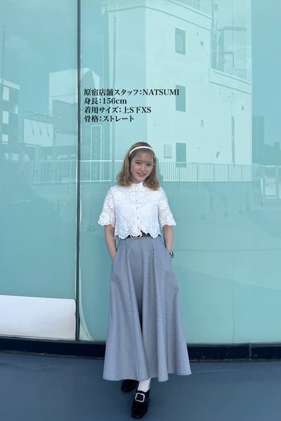 《つい一口食べちゃいました》ハイウエストサーキュラースカート-Houndstooth check