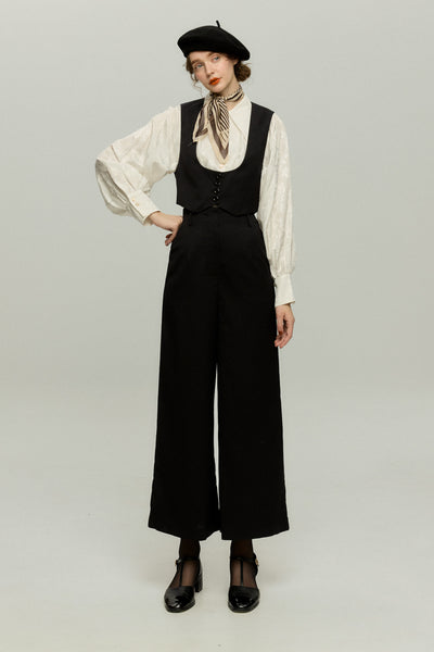 《実はフォアグラ未体験》ハイウエストパンツ-Black