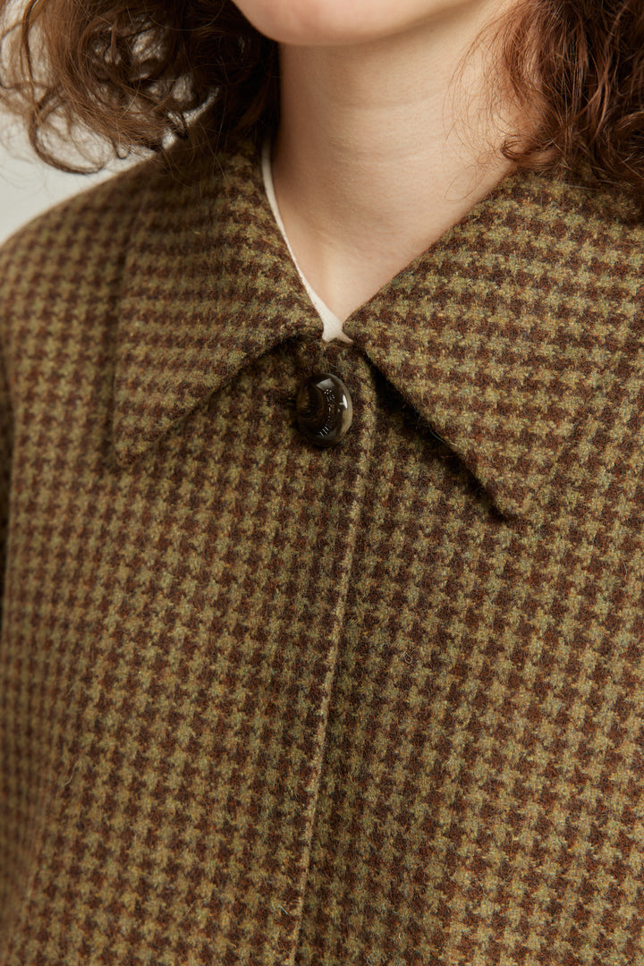 [Broadcasting the English Derby] Mutton sleeve check jacket - Brown