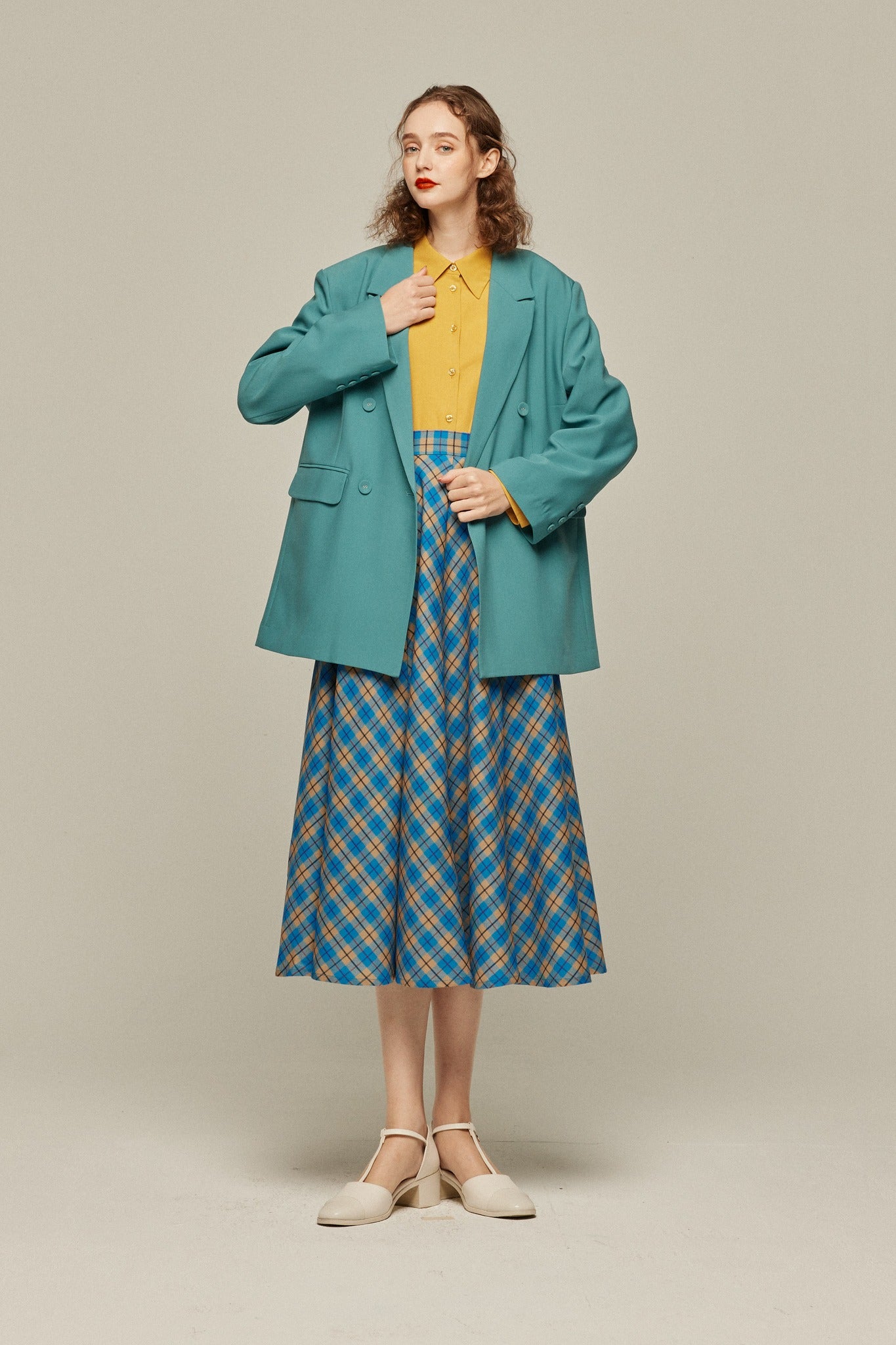 《羊にまつ毛はあったっけ？》ダブルブレストジャケット-Blue