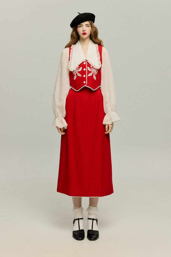 《メリーがまた嫉妬している》シースルーフリルブラウス-Off White