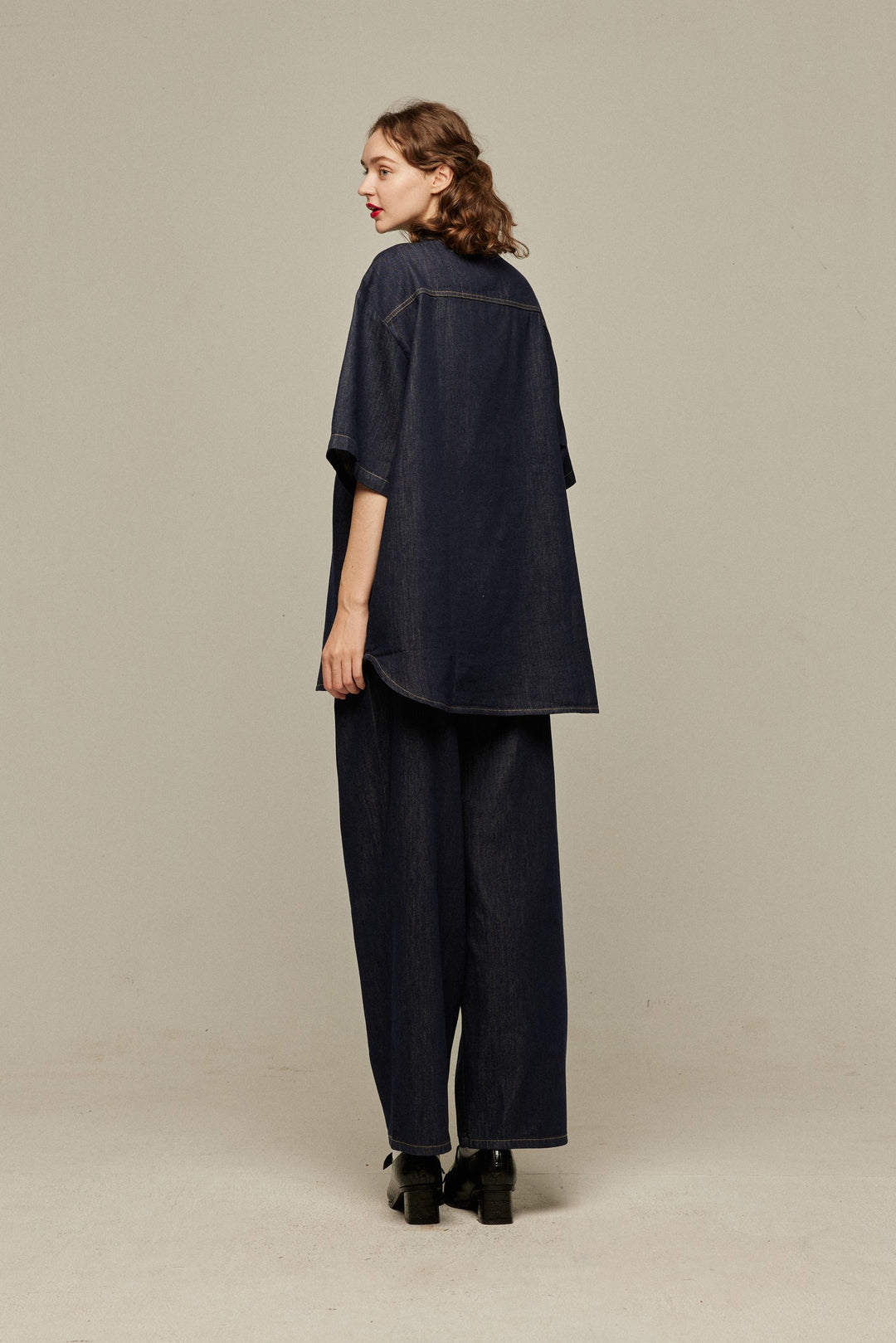 《今日は日曜日だから》オーバーサイズデニムトップス-Navy