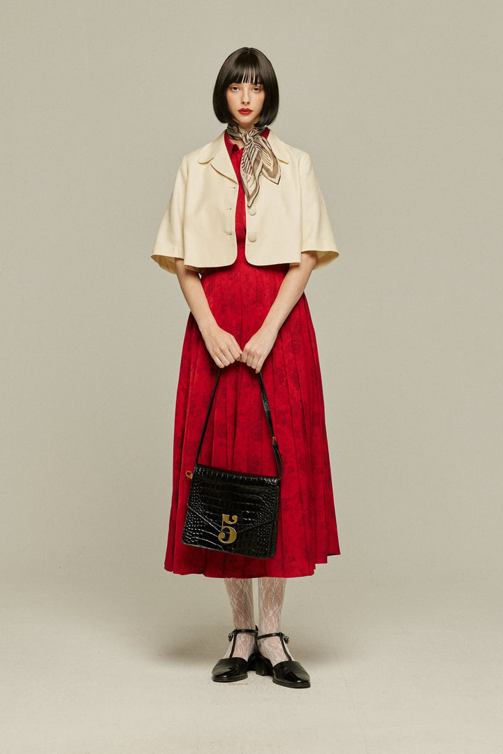 《ステージに花束を投げて》シノワズリジャガードブラウス-Red