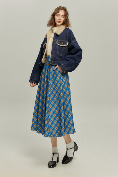 《犬のバルーンアート》ボアデニムジャケット-Navy