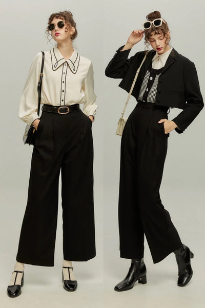 《イントロで曲名を当てて》ハイウエストパンツ-Black