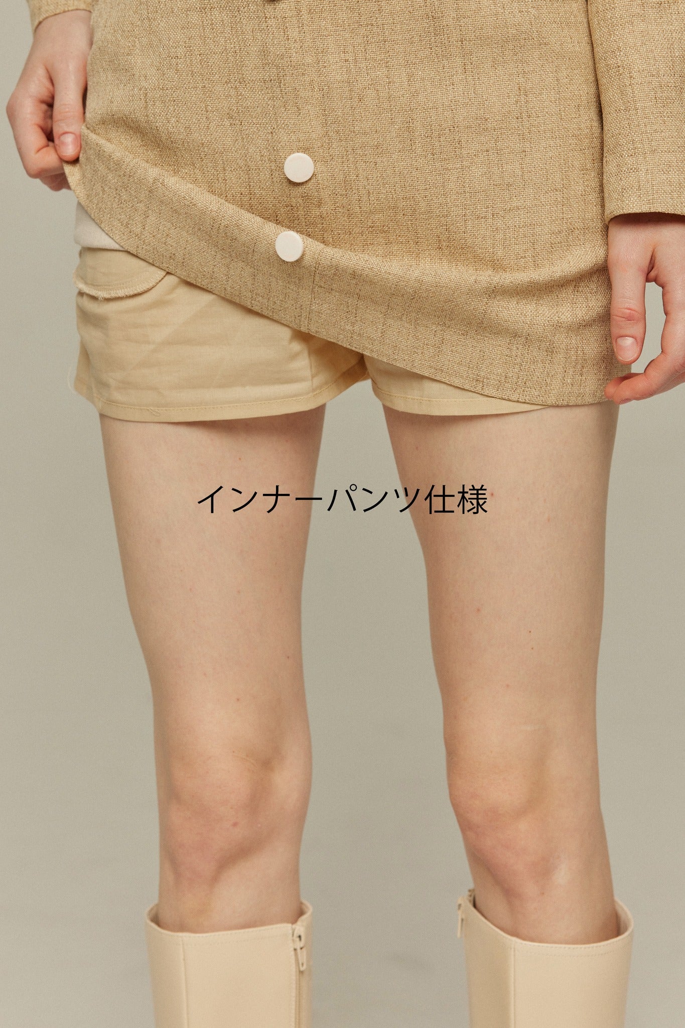 《ナイフとフォークを上手に使える》ハイウエストショートスカート-Yellow