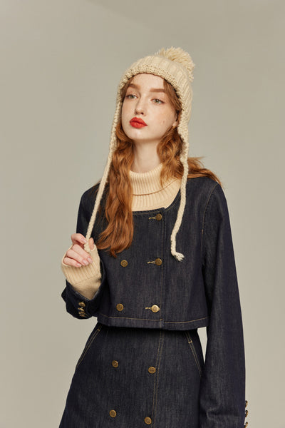 《私はもう殺し屋をやめたんだ》デニムショートスカート-Navy
