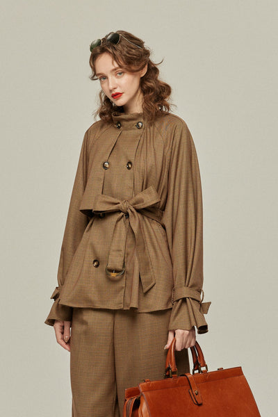 《チャンネルはそのままで》ハイウエストストレートパンツ-Brown