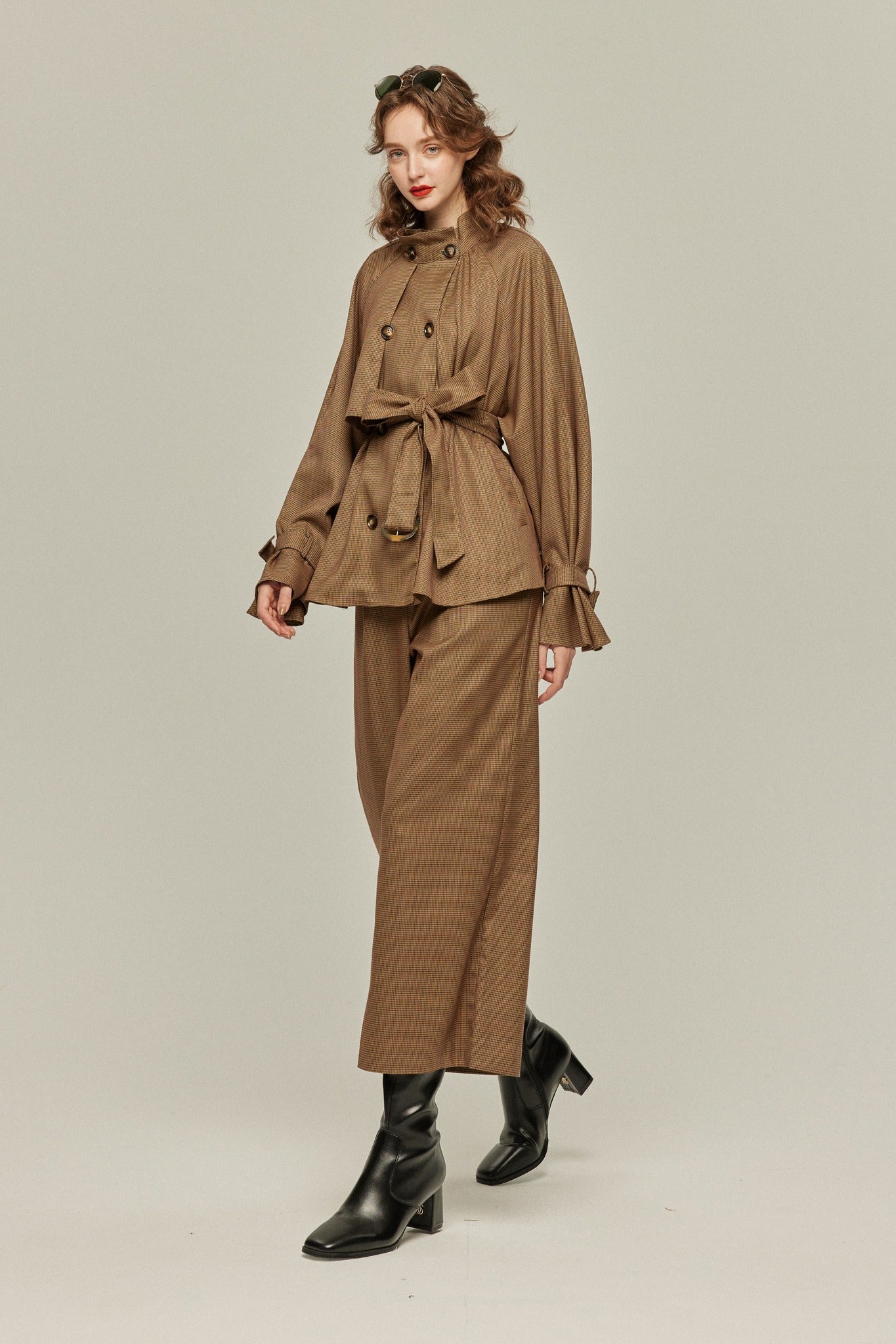 《チャンネルはそのままで》ハイウエストストレートパンツ-Brown