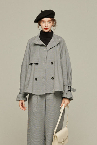《チャンネルはそのままで》ハイウエストストレートパンツ-Houndstooth check