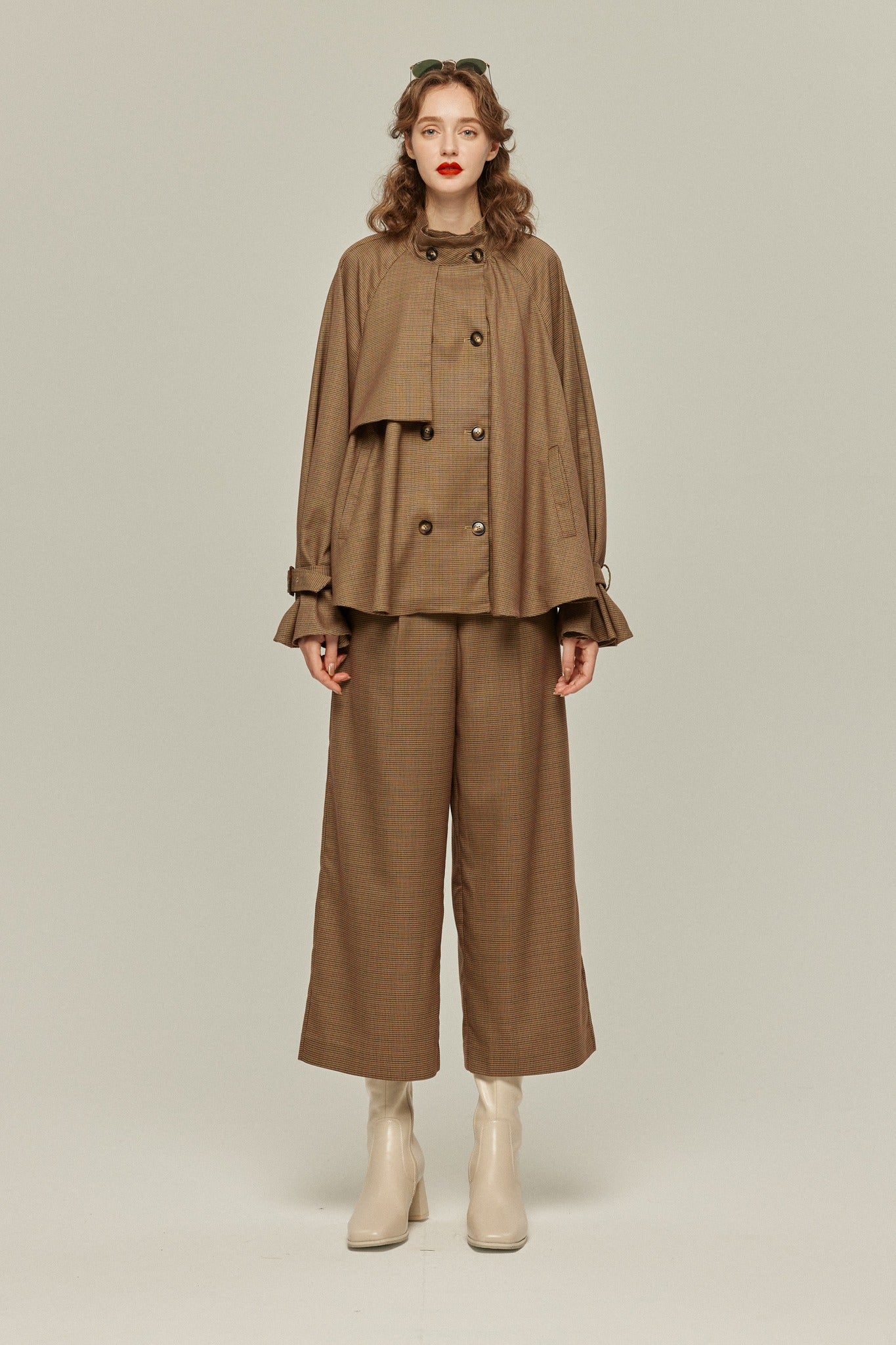 《チャンネルはそのままで》ハイウエストストレートパンツ-Brown